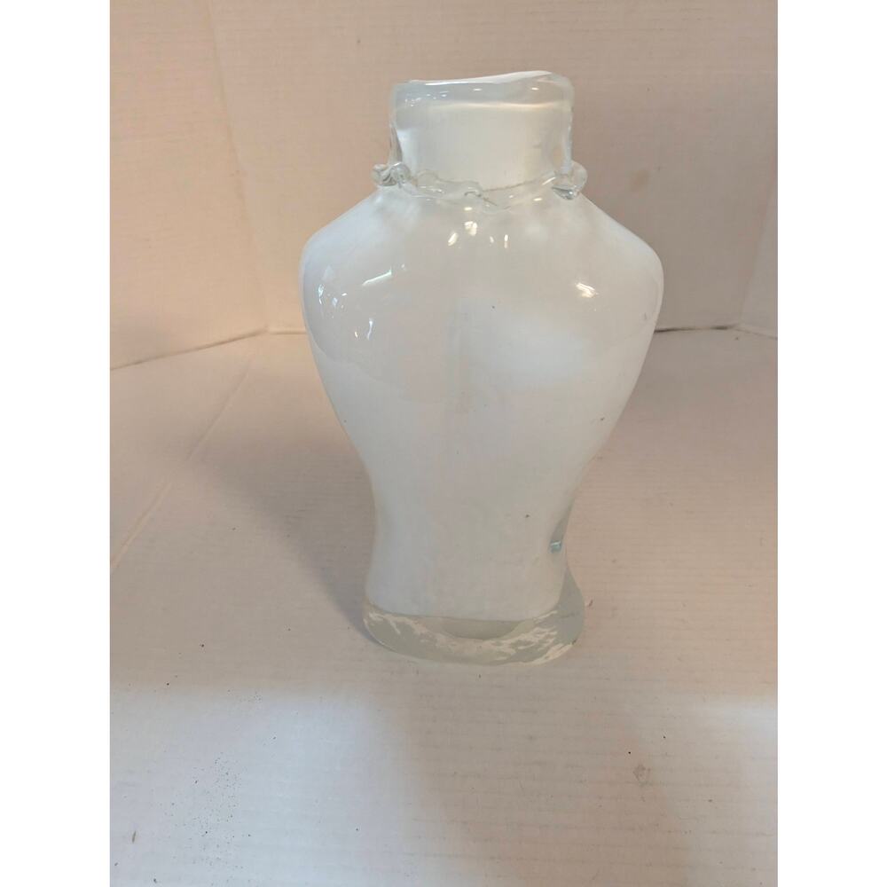Vintage Y2K Frosted Glass Female Bust Torso Vase Clear Necklace Statue 10" - Picture 8 of 12